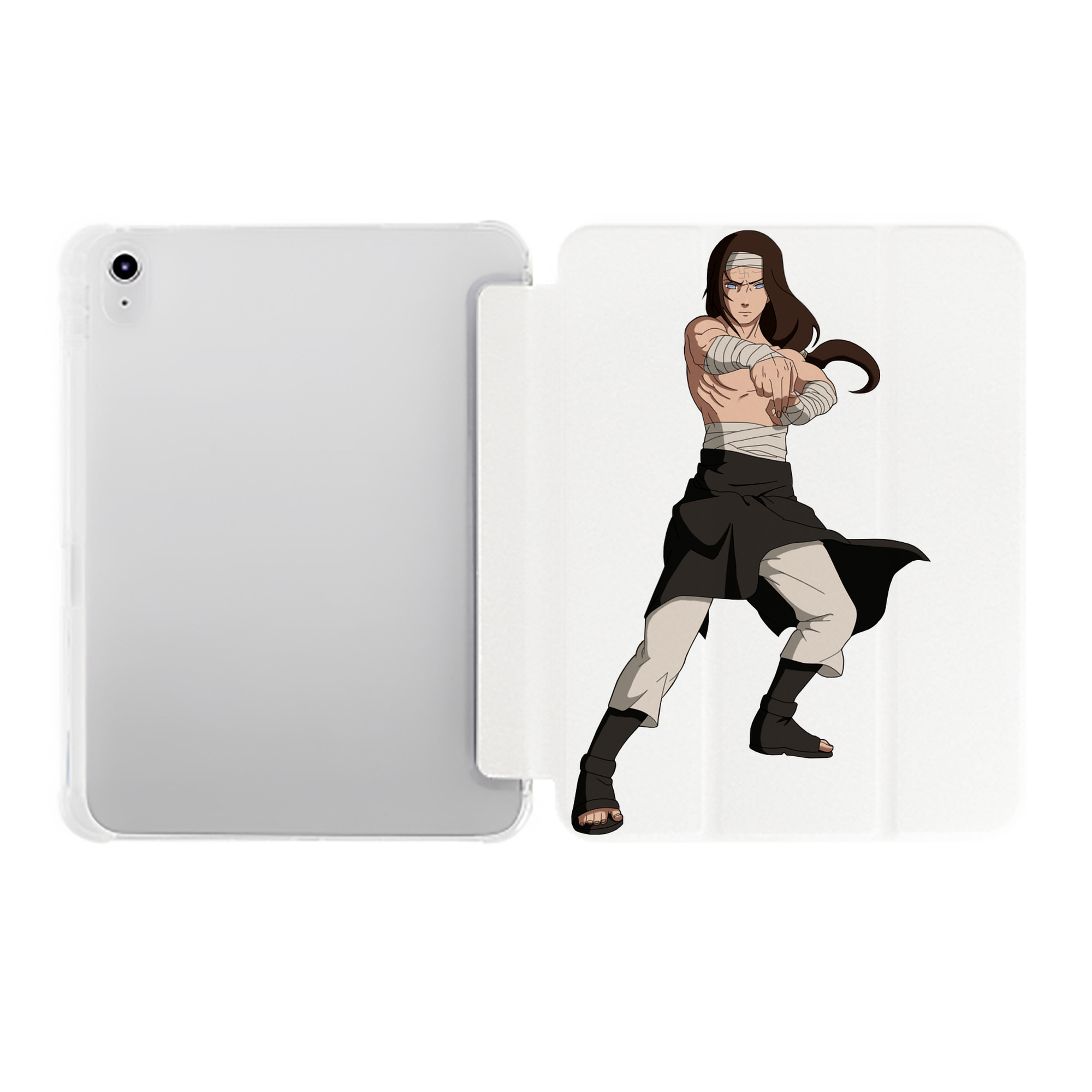 （画像用） NARUTO -ナルト- 日向ネジ Hyūga Neji IPad ケース ペン収納付き 三つ折りスタンド PUレザー×シリコン 対応機種9.5/10.5/10.9インチ